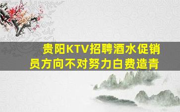 贵阳KTV招聘酒水促销员方向不对努力白费造青